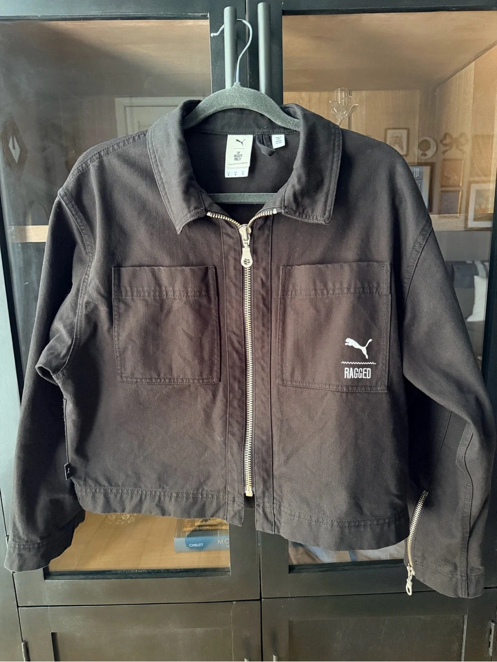 Puma Black Zip-Up Cropped Jacket - Picture 4 of 7